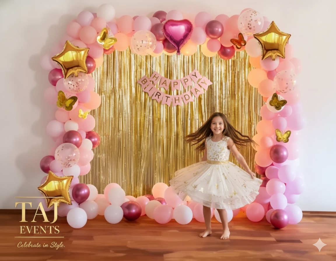 Dazzling Pink & White Baby Girl Birthday Decoratio