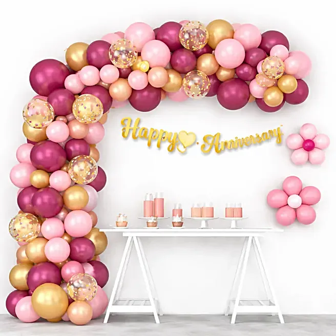 Rose Elegance Anniversary Balloon Setup 